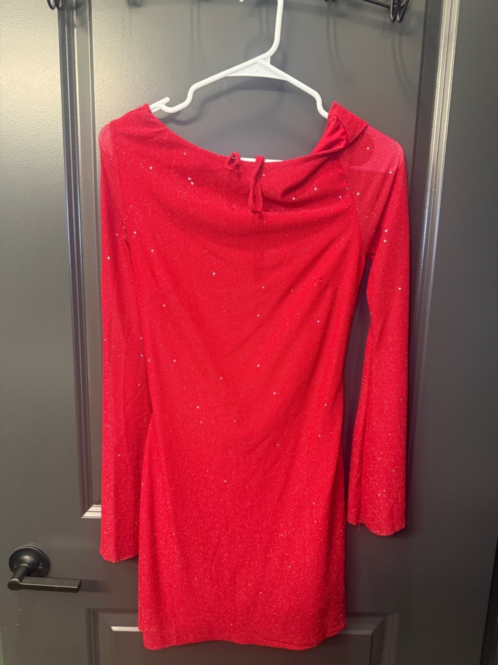 Sparkling Red Long Sleeve Mini Dress